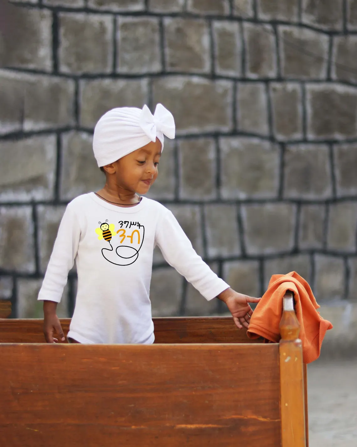 Menelik(ምኒልክ) White Ethiopian Baby Diaper Tee - Image 3