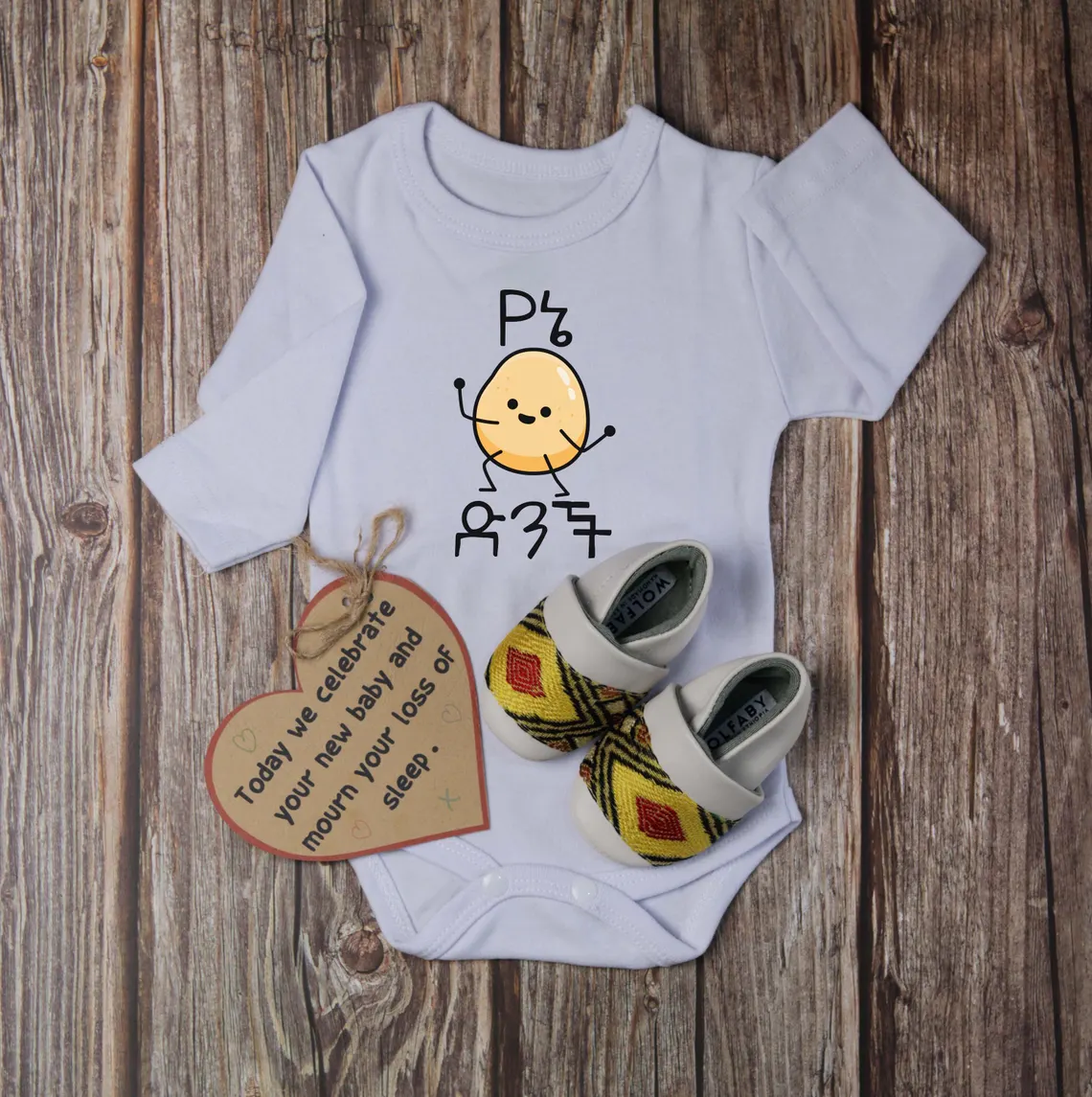 Menelik(ምኒልክ) White Ethiopian Baby Diaper Tee - Image 5